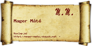 Mager Máté névjegykártya